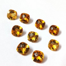 Citrine 8x8mm cushion checkerboard cut 1.69 cts